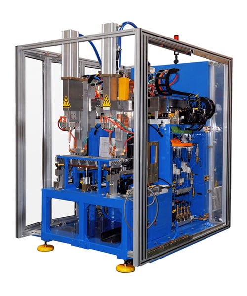 Soldadora por puntos de doble cabezal MFDC de 110kVA para pilares B/C de puertas de automóviles